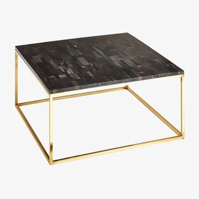 Olivia's Olivia's Raven Coffee Table Petrified Wood Square Dark