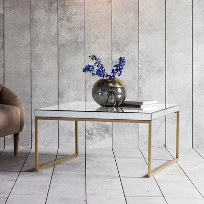 Olivia's Gallery Direct Pippard Mirrored Top Coffee Table in Champagne | Outlet