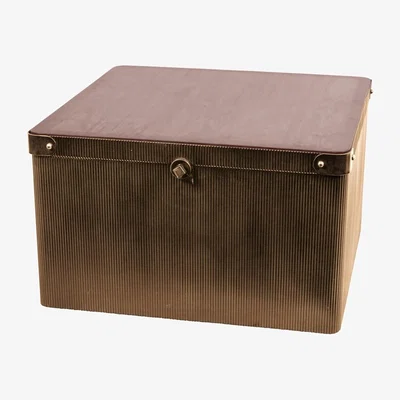 Olivia's Libra Interiors Hunter Corrugated Antique Gold Storage Coffee Table