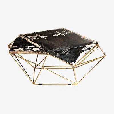 Olivia's Olivia's Dark Petrified, Geomtric Base Coffee Table | Outlet