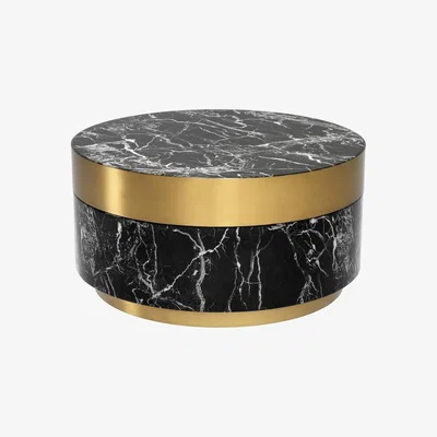 Olivia's Eichholtz Caron Coffee Table in Faux Black Marble & Brass Finish