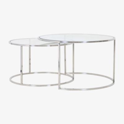 Olivia's Light & Living Duarte Coffee Table Nickel And Glass Set of 2