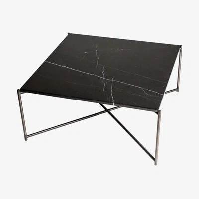 Olivia's Gillmore Iris Black Marble Top & Gun Metal Frame Square Coffee Table