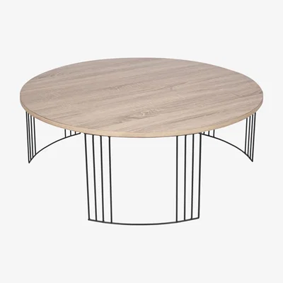 Olivia's Olivia's Archie Drak Wood and Black Metal Round Coffee Table