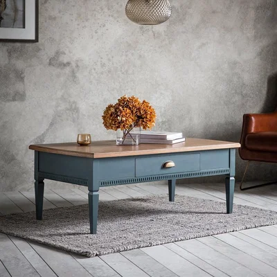 Olivia's Gallery Direct Bronte 1 Drawer Coffee Table in Storm Blue