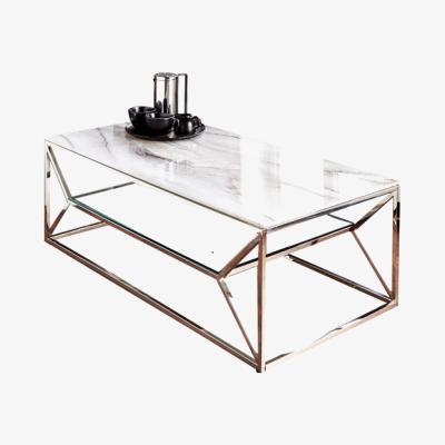 Olivia's Native Home Coffee Table Marble Glass Silver / Silver / Small