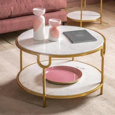 Olivia's Gallery Interiors Petko Coffee Table White Marble