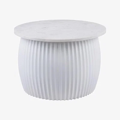 Olivia's Leitmotiv White Marble Luscious Coffee Table with White Frame