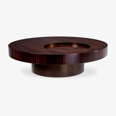 Olivia's Eichholtz Coffee Table Otus Round Eucalyptus Veneer Bronze Finish