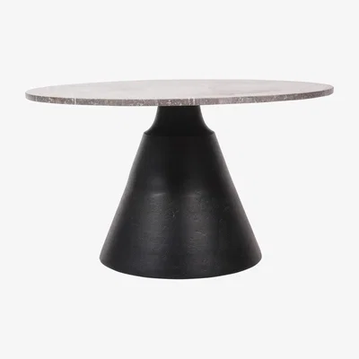 Olivia's Libra Interiors Clifton Black and Dark Travertine Coffee Table / Small
