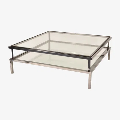 Olivia's Libra Belgravia Stainless Steel and Glass Coffee Table