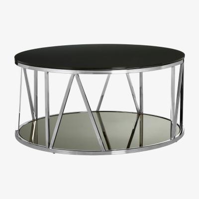 Olivia's Olivia's Aubrey Round Coffee Table in Black & Chrome