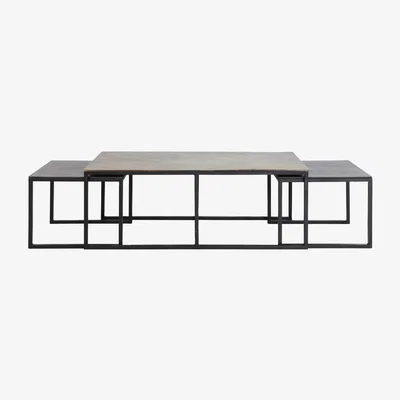 Olivia's Light & Living Kumalu Coffee Table Antique Bronze Set of 3
