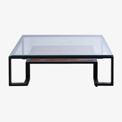 Olivia's Olivia's Cleo Roman Black Coffee Table Clear Glass And Teak Wood