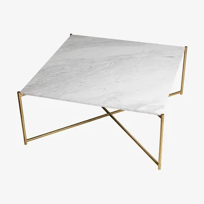 Olivia's Gillmore Iris White Marble & Brass Frame Square Coffee Table