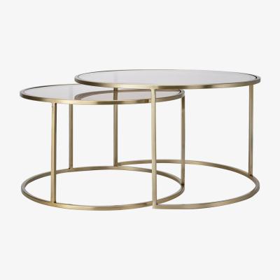 Olivia's Light & Living Set of 2 Duarte Coffee Table Brown And Gold