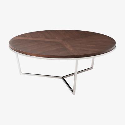 Olivia's TA Studio Large Round Coffee Table Fisher in Macadamia & Nickel
