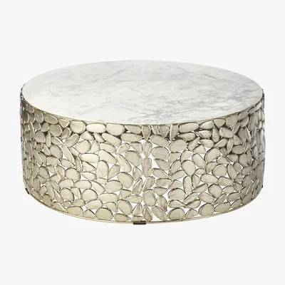 Olivia's Olivia's Terra Iron & Stone Coffee Table in Antique Pewter