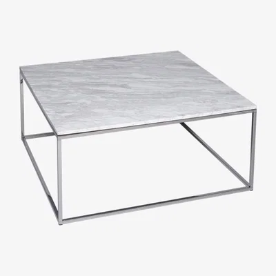 Olivia's Gillmore Kensal White Marble With Polished Base Square Coffee Table