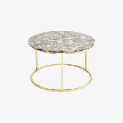 Olivia's Libra Agate Round Coffee Table on Brass Frame