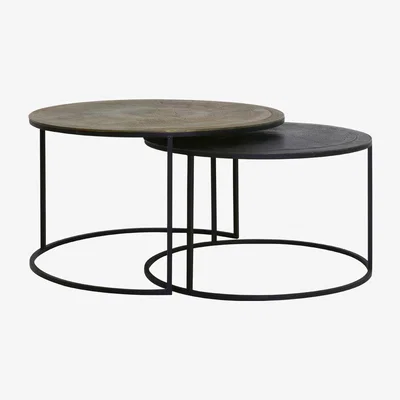 Olivia's Light & Living Talca Coffee Table Antique Copper And Bronze Set of 2