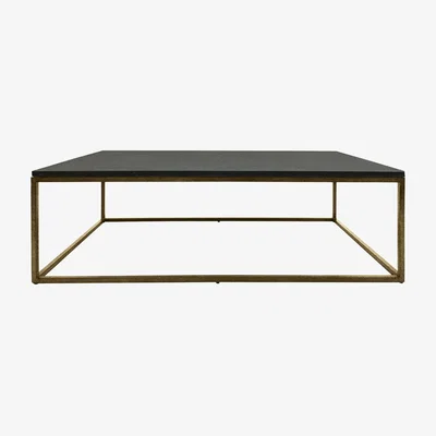 Olivia's Libra Urban Botanic Collection - Kirkstone Iron Coffee Table Aged Champagne Finish With Galaxy Slate Top Small