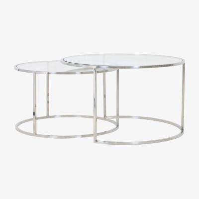 Olivia's Light & Living Set of 2 Duarte Coffee Table Nickel And Glass | Outlet