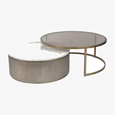 Olivia's Libra Luxurious Glamour Collection - Set of 2 Belvedere Nesting Coffee Tables in Aged Gold