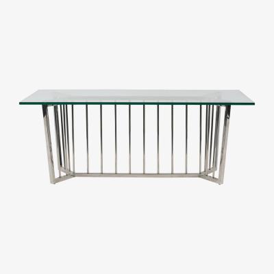 Olivia's Libra Interiors Abington Stainless Steel Frame and Clear Rectangular Coffee Table - 110x60cm