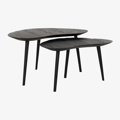 Olivia's DTP Interiors Organus Set of 2 Coffee Tables in Recycled Black Teakwood