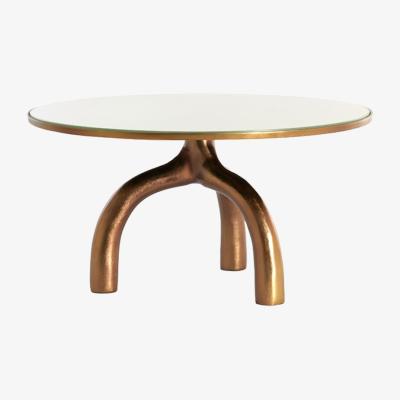 Olivia's Light & Living Mello Bronze & Taupe Glass Coffee Table
