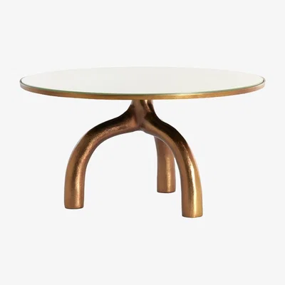 Olivia's Light & Living Mello Bronze & Taupe Glass Coffee Table
