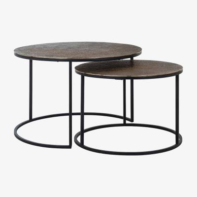 Olivia's Richmond Arsenio Set of 2 Coffee Tables in Brushed Gold