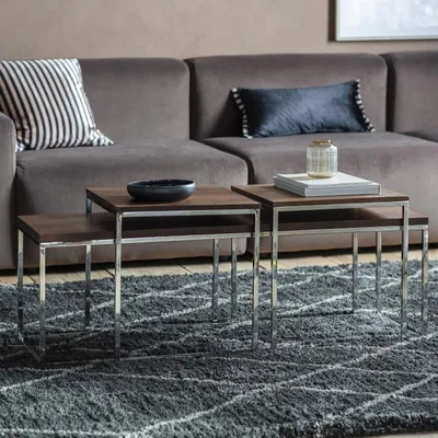 Olivia's Gallery Interiors Bletchley Walnut Nest of Coffee Table | Outlet