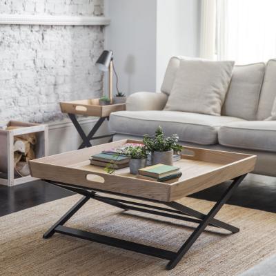 Olivia's Garden Trading Butlers Coffee Table Square in Carbon in Oak