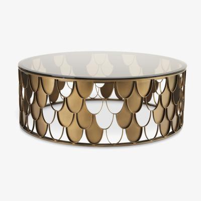 Olivia's Eichholtz L'Indiscret Coffee Table Antique Copper Tawny Glass | Outlet