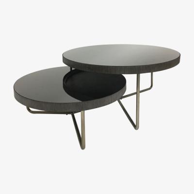 Olivia's Libra Calm Neutral Collection - Knightsbridge Round Set 0f 2 Coffee Table Black Tinted Glass