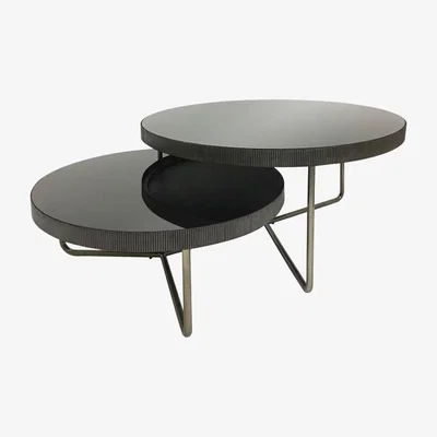 Olivia's Libra Calm Neutral Collection - Knightsbridge Round Set 0f 2 Coffee Table Black Tinted Glass