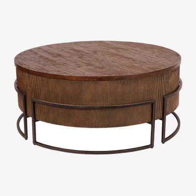 Olivia's Libra Interiors Hunter Corrugated Antique Gold Accent Table