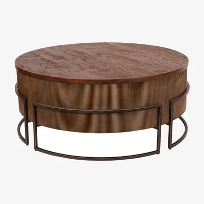 Olivia's Libra Interiors Hunter Corrugated Antique Gold Accent Table