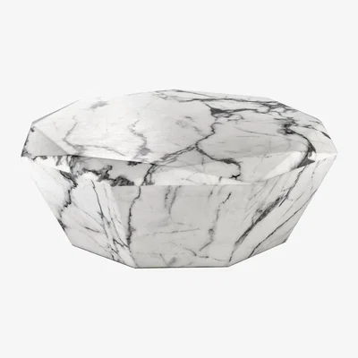 Olivia's Eichholtz Diamond Coffee Table in White Faux Marble