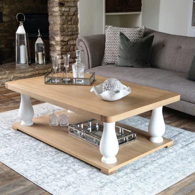 Downtown Clevedon Large Coffee Table - White/Oak In LightWood/White