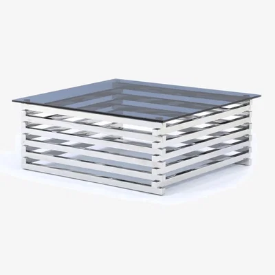 Downtown Downtown Moritz Square Coffee Table, Stainless Steel