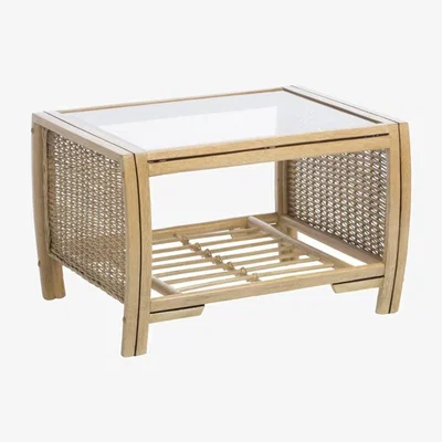 Downtown Desser Centurion Light Oak Coffee Table and Glass