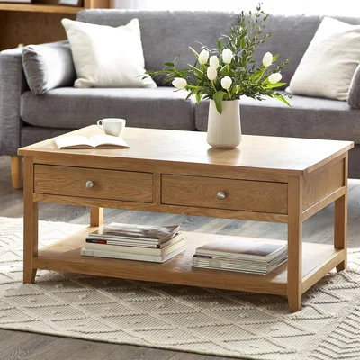 Downtown Julian Bowen Mallory Coffee Table With 2 Drawers - Brown In LightWood