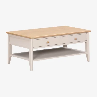 Downtown Caldecott 2 Drawer Coffee Table - Light Oak/Stone Grey