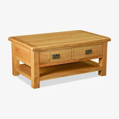Downtown Downtown Ascot Large Coffee Table Drawer and Shelf, Wood, Ripped