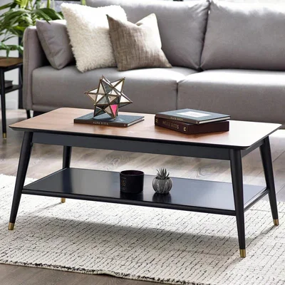 Downtown Julian Bowen Findlay Coffee Table With Shelf - Walnut and Black In walnutblack