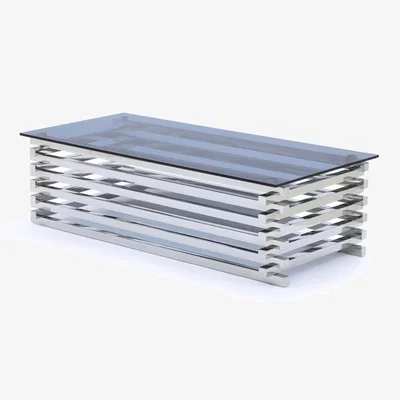Downtown Downtown Moritz Rectangular Coffee Table, Stainless Steel