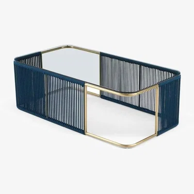 Downtown Witten Coffee Table - Brushed Champagne and Blue Rope In Blue/Champagne